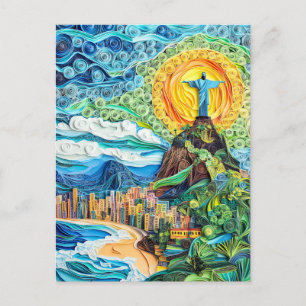Quilling Christ the Redeemer in Rio Postcard