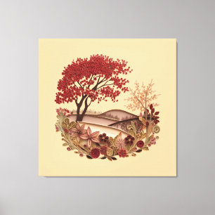 Quilling Design Countryside in Autumn Canvas Print