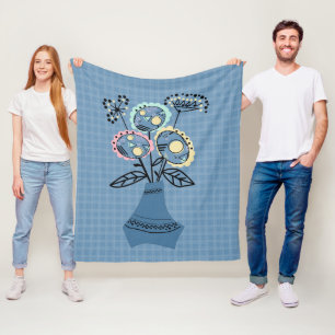Quilling, flowers in vase fleece blanket
