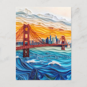 Quilling Golden Gate Bridge in San Francisco Postcard