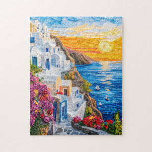 Quilling Sunset in Santorini Oia Jigsaw Puzzle