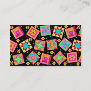 Quilt Art Business Card on Black Background
