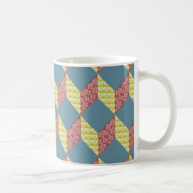 Quilt Baby Block Pattern in Retro Colours Coffee Mug (Right)