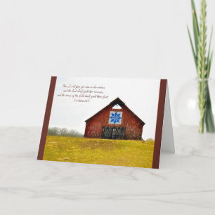 Quilt Barn with verse from Leviticus  Holiday Card