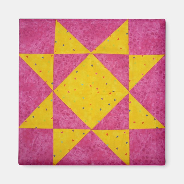 Quilt Block Magnets Star Pink (Front)