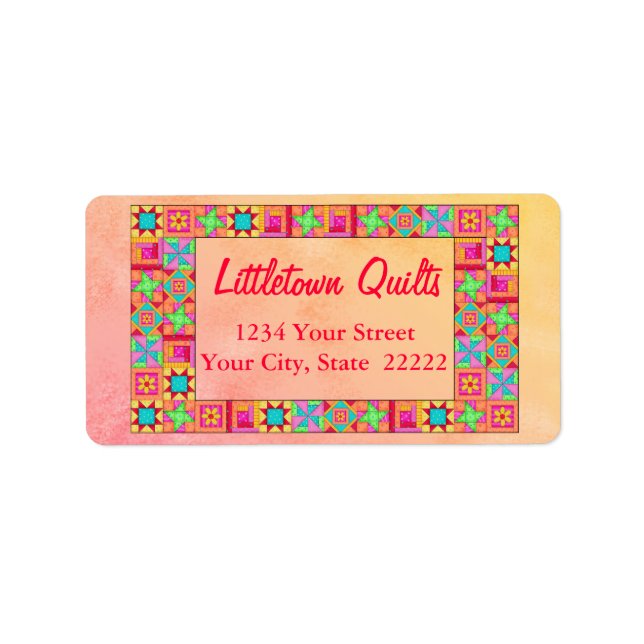 Quilt Block Patchwork Business Return Address Label (Front)