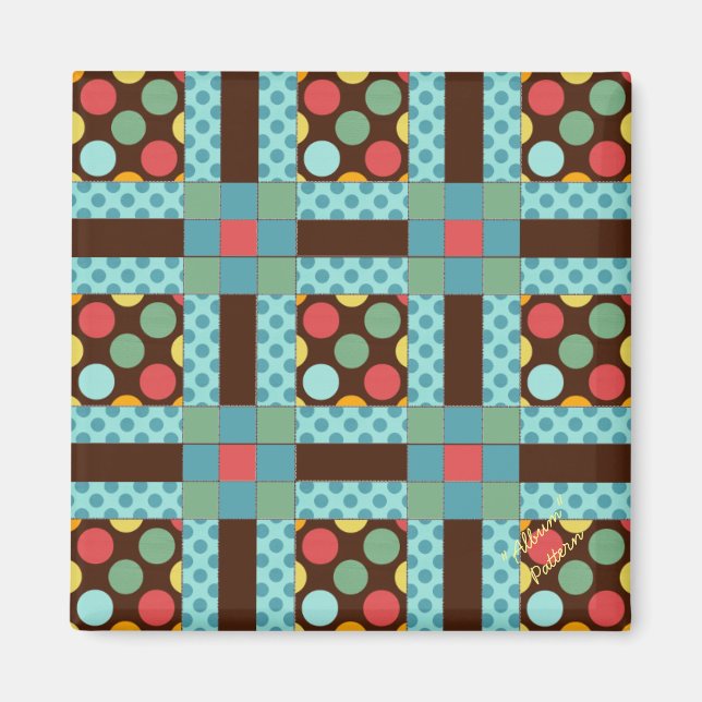 Quilt Block Pattern "Album" 2 Inch Square Magnet (Front)