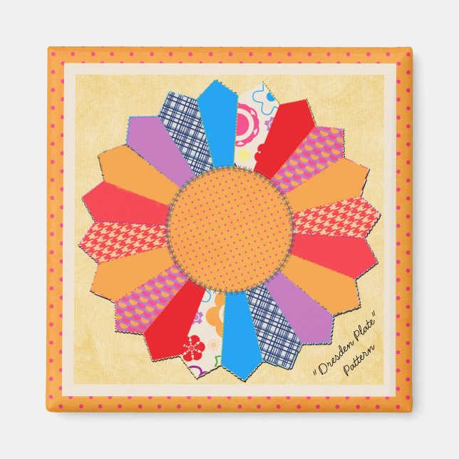Quilt Block Pattern "Dresden Plate" Magnet (Front)