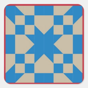Quilt Block Sticker - Road to  Oklahoma (red/blue)