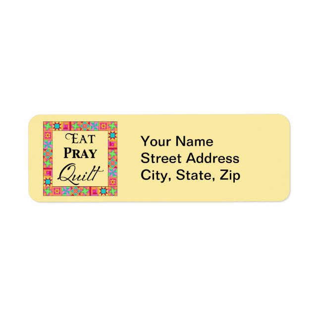 Quilt Blocks Border Art Eat Pray Quilt Yellow (Front)