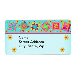 Quilt Blocks Turquoise Shipping Label