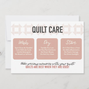 Quilt Care Card - Modern Design - Pink