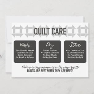 Quilt Care Card - Modern Design - Soft Grey