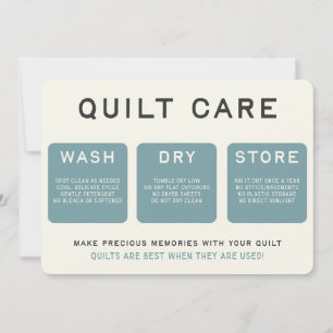 Quilt Care Card - Vintage Blue Design