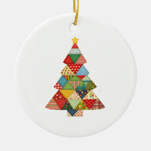 Quilt Christmas Tree Festive Quilt Lovers Ceramic Tree Decoration