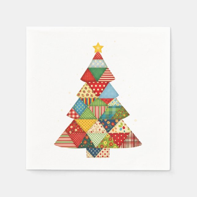 Quilt Christmas Tree Festive Quilt Lovers  Napkin (Front)