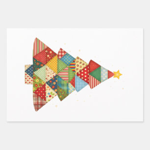 Quilt Christmas Tree Festive Quilt Lovers Wrapping Paper Sheet