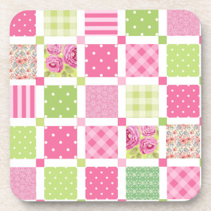 Quilt design with floral polka dot coaster