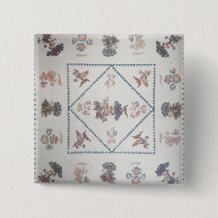 Quilt in 'Broderie Perse', c.1800 (applied, printe 15 Cm Square Badge