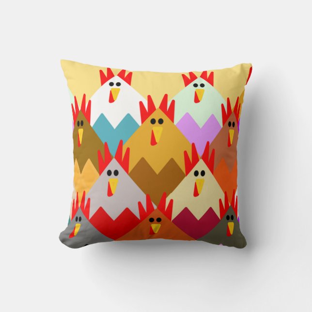 Quilt-Inspired Chickens  Cushion (Front)