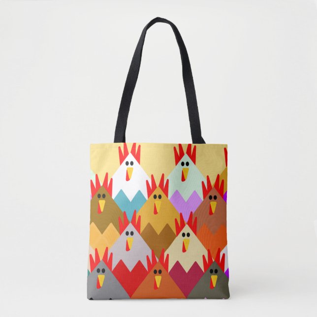 Quilt-Inspired Chickens  Tote Bag (Front)