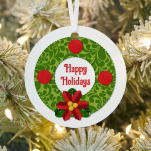  Quilt Look Wreath Personalized Metal Tree Decoration