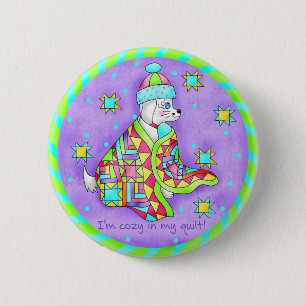 Quilt Lover Dog Button