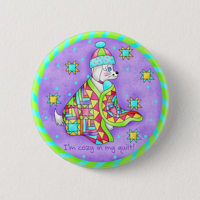 Quilt Lover Dog Button (Front)