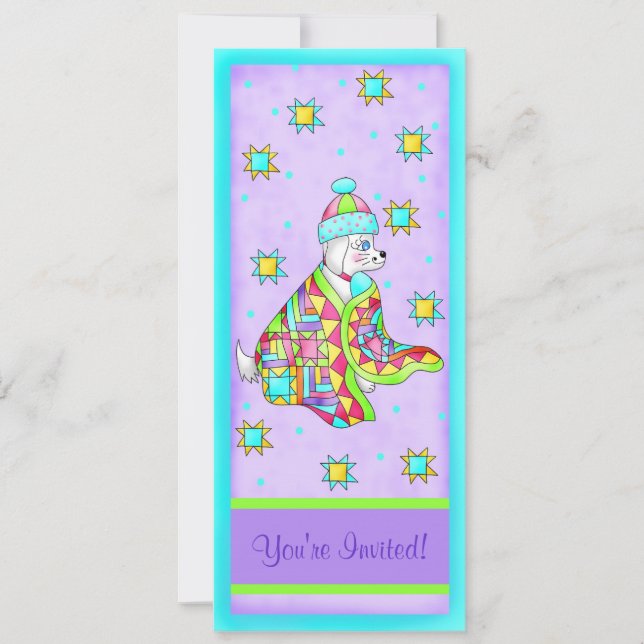 Quilt Lover Dog Invitation, customisable Invitation (Front)