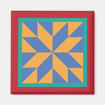 Quilt Magnet - Hunter's Star (blue/yellow)
