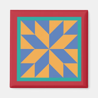 Quilt Magnet - Hunter's Star (blue/yellow)