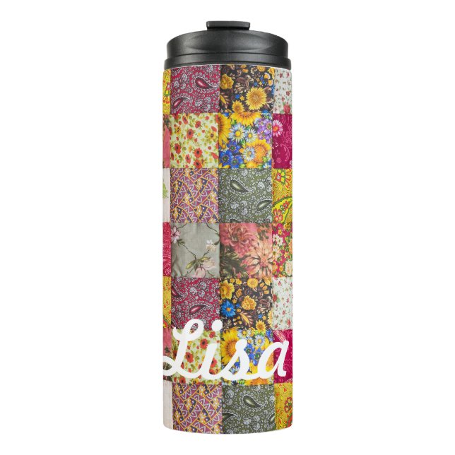 Quilt Monogram Name Colourful  Thermal Tumbler (Front)