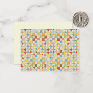 QUILT MOSAIC 3.5x2.5 Flat Card / Cream Horizontal