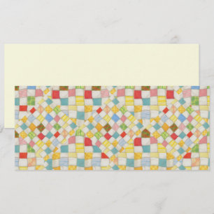 QUILT MOSAIC 4x9.25 Flat Card / Cream / Horizontal