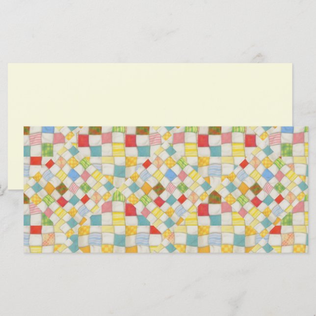 QUILT MOSAIC 4x9 Flat Card / Cream / Horizontal (Front/Back)