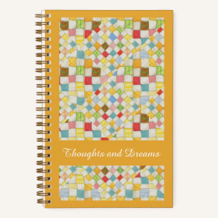 QUILT MOSAIC 5.5x8.5 Spiral Notebook / Gold