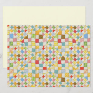 QUILT MOSAIC 6.5x8.75 Flat Card / Cream Horizontal