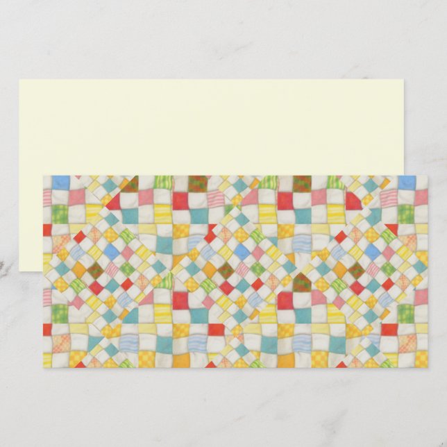 QUILT MOSAIC 8x4 Flat Card / Cream / Horizontal (Front/Back)