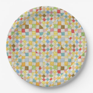 QUILT MOSAIC 9" Round Paper Plates
