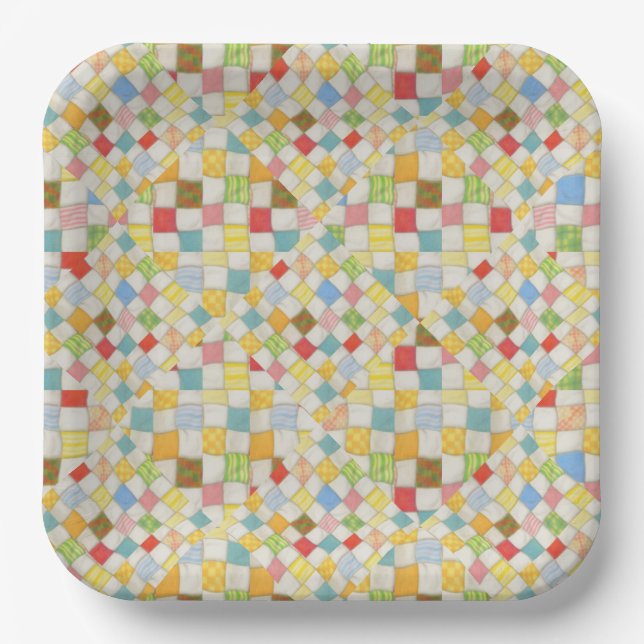 QUILT MOSAIC 9" Square Paper Plates (Front)