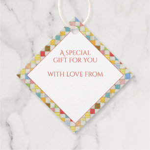 QUILT MOSAIC Diamond Gift Tags / White