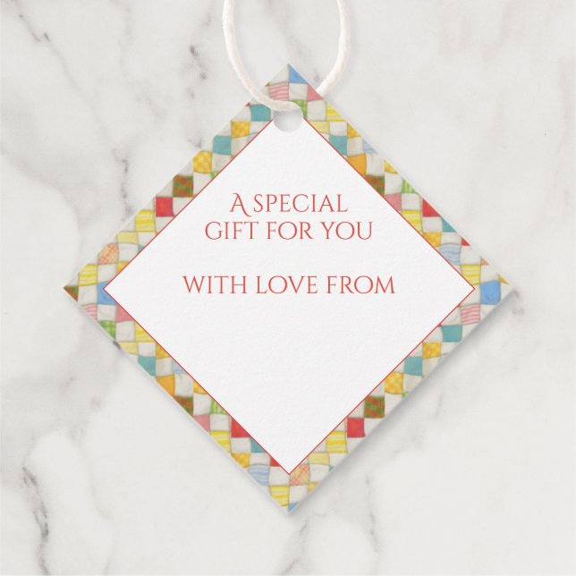 QUILT MOSAIC Diamond Gift Tags / White (Back)
