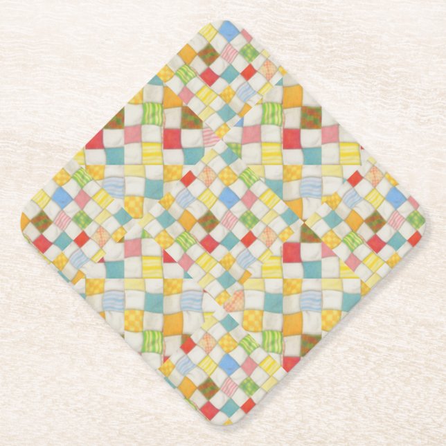 QUILT MOSAIC Diamond Paper Coasters (Front)