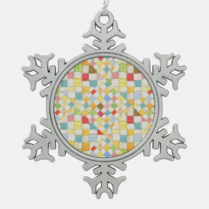 QUILT MOSAIC Pewter Snowflake Ornament