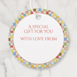 QUILT MOSAIC Round Gift Tags / White