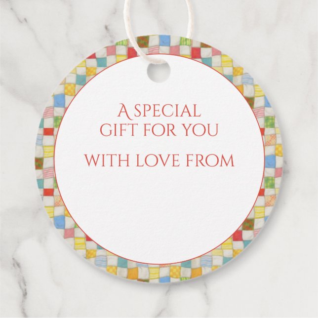 QUILT MOSAIC Round Gift Tags / White (Back)