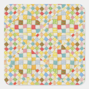 QUILT MOSAIC Small Square Stickers
