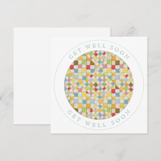 QUILT MOSAIC Square Flat Get Well Card (Front/Back)