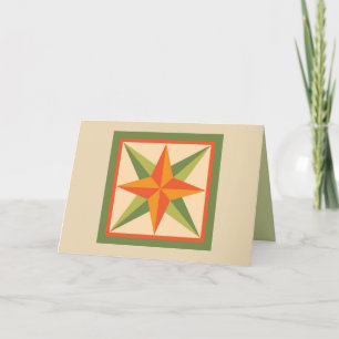 Quilt Note Card - Beveled Star (orange/green)