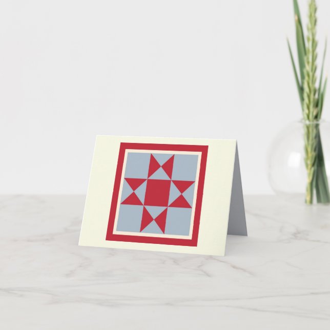 Quilt Note Cards - Ohio Star (red/grey) (Front)